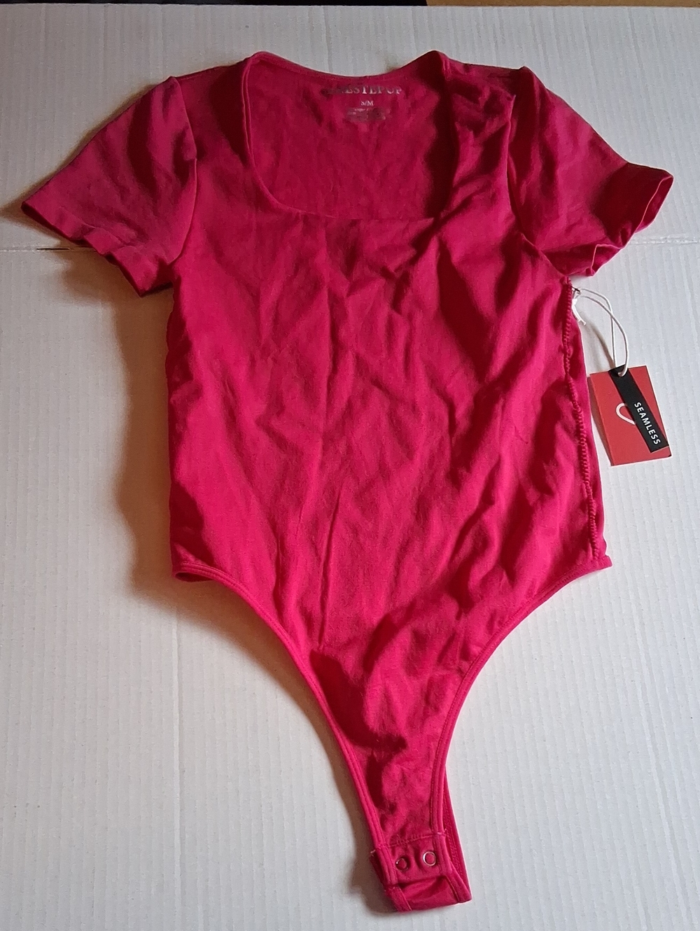 Hot Pink Short-Sleeve One-Piece Bodysuit